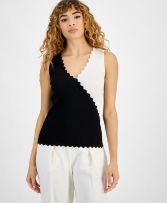 Bar III - Women's Sleeveless Color Block Knit Top