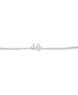 EFFY&reg; Lab Grown Diamond Pear & Round Chevron 18" Tennis Necklace (5-1/2 ct. t.w.) in 14k White Gold