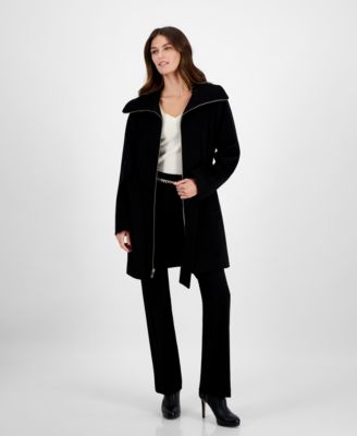 Michael Kors Petite Belted Zip Front Coat Created for Macy s Macy s