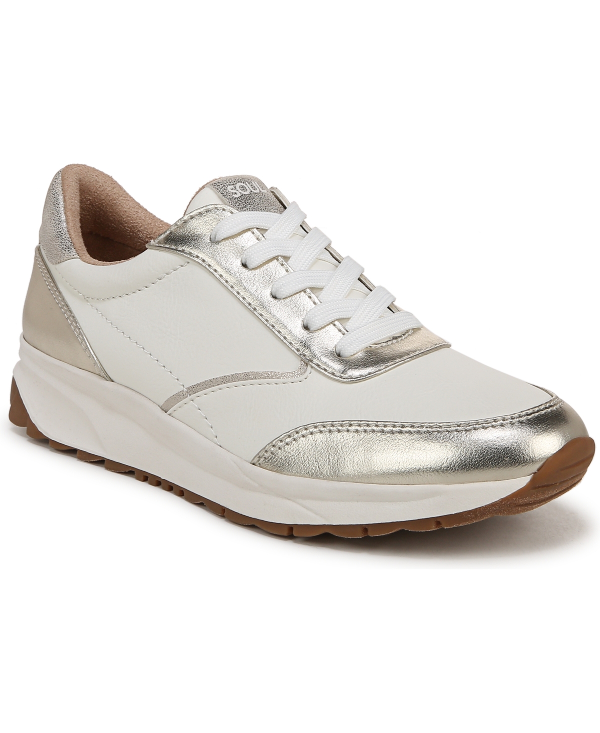 Shop Soul Naturalizer Jackson Lace-up Wedge Sneakers In White,champagne Faux Leather
