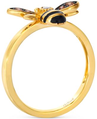 Chocolate Diamond & Nude Diamond Honeybee Ring (1/8 ct. t.w.) in 14k Gold
