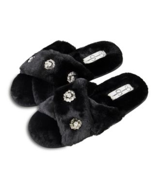 Women's Embellished Cross Band Slide Slippers