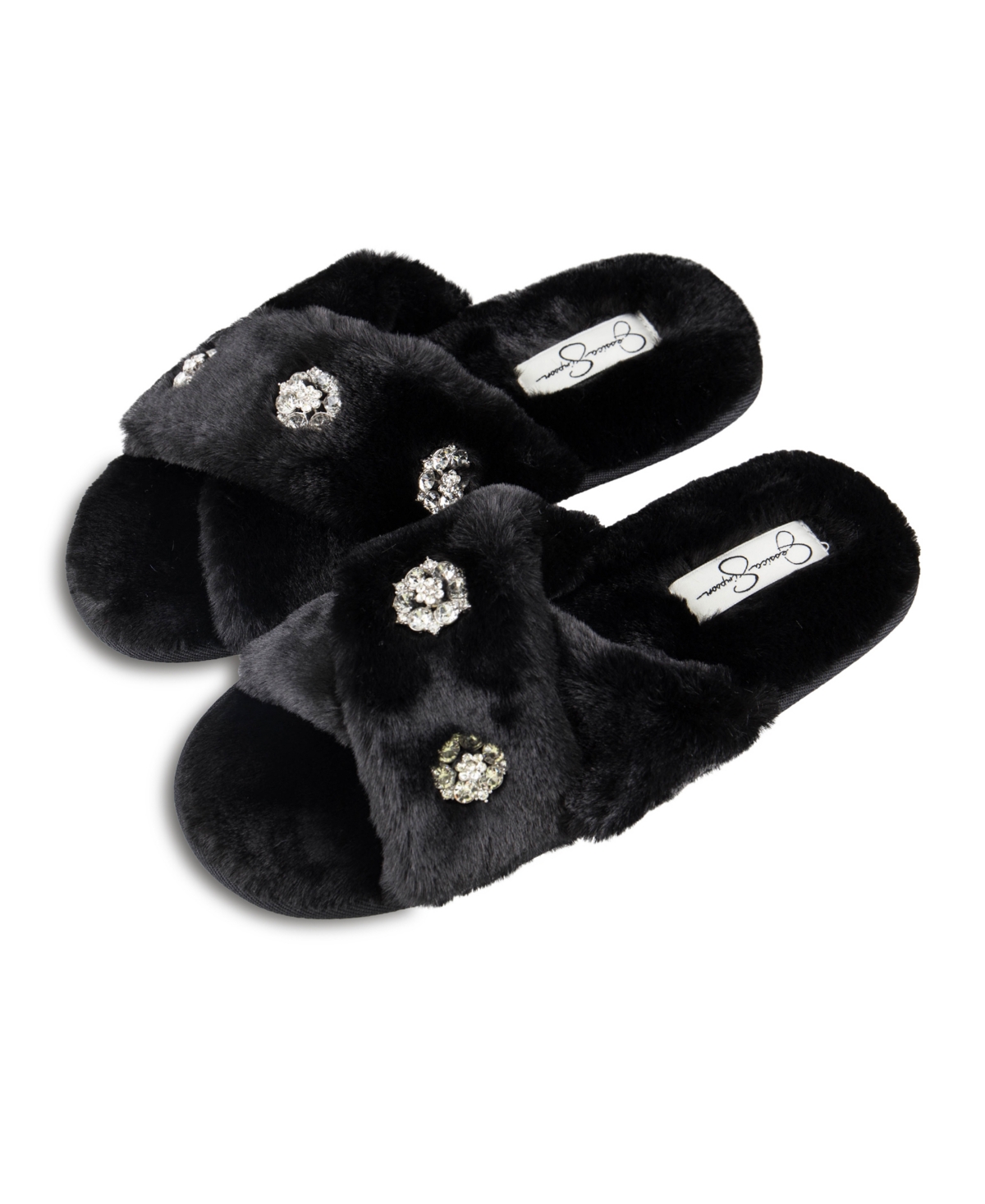 Jessica Simpson Women's Embellished Cross Band Slide Slippers In Ivory