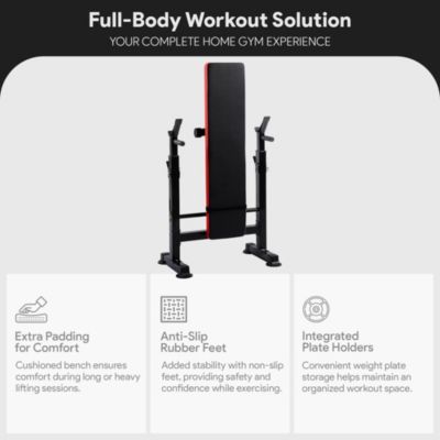 Multifunctional Adjustable Workout Station with Squat Rack