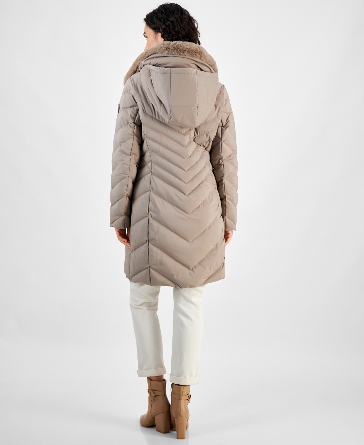 Michael Michael Kors Women's Faux-Fur-Trim Hooded Puffer Coat, Created for Macy's