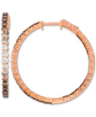 Chocolate Ombr&eacute; Diamond Medium Hoop Earrings (3 ct. t.w.) in 14k Rose Gold, 1.3"