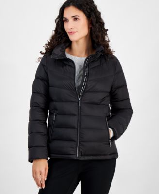 Macy's black puffer coat online