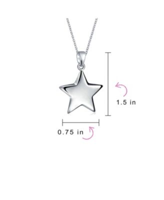 Minimalist American USA Patriotic Celestial Rock Star Super Dangling Star Pendant Necklace Sterling Silver