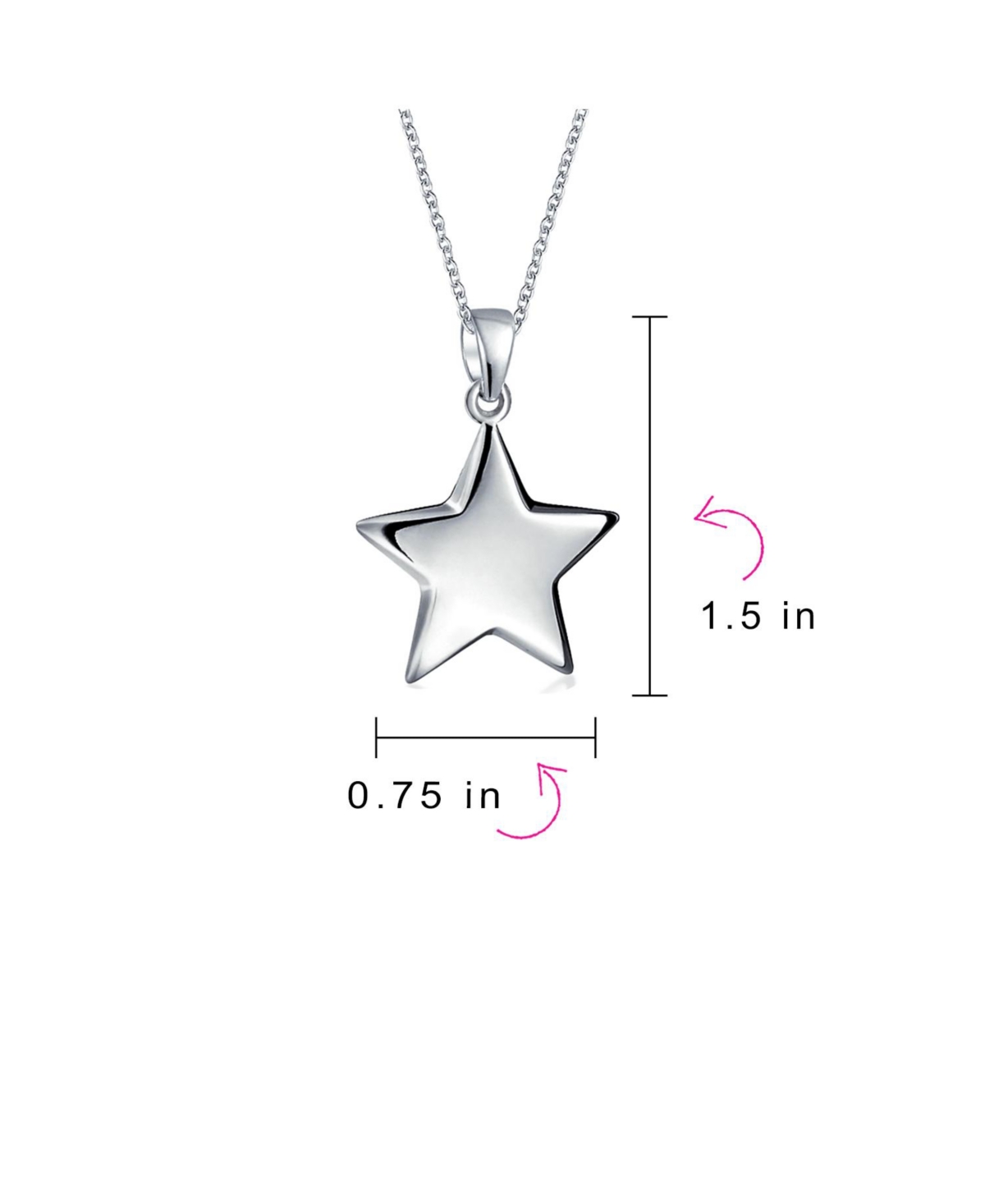 Bling Jewelry Minimalist American Usa Patriotic Celestial Rock Star Super Dangling Star Pendant Necklace For Women Sterling Silver