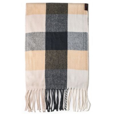 Men's Scarf Soft Knit Winter Scarves Plaid Striped or Solid Neck Covering Long Warm Stylish