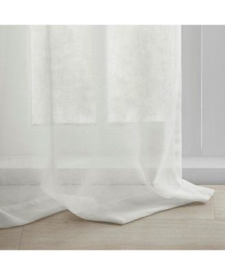 Rosette Floral Embellished Cuff Tab Top Solid Curtain Panel, 50"W x 95"L