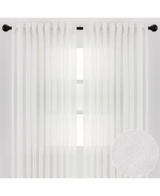 Premium 2-Panel Faux Belgian Flax Textured Semi Sheer Curtains - for Windows Living Room Bedroom Patio - Partial Sheer Drapes for Privacy & Home Decor 52 x 63 Inches Long - Maroon