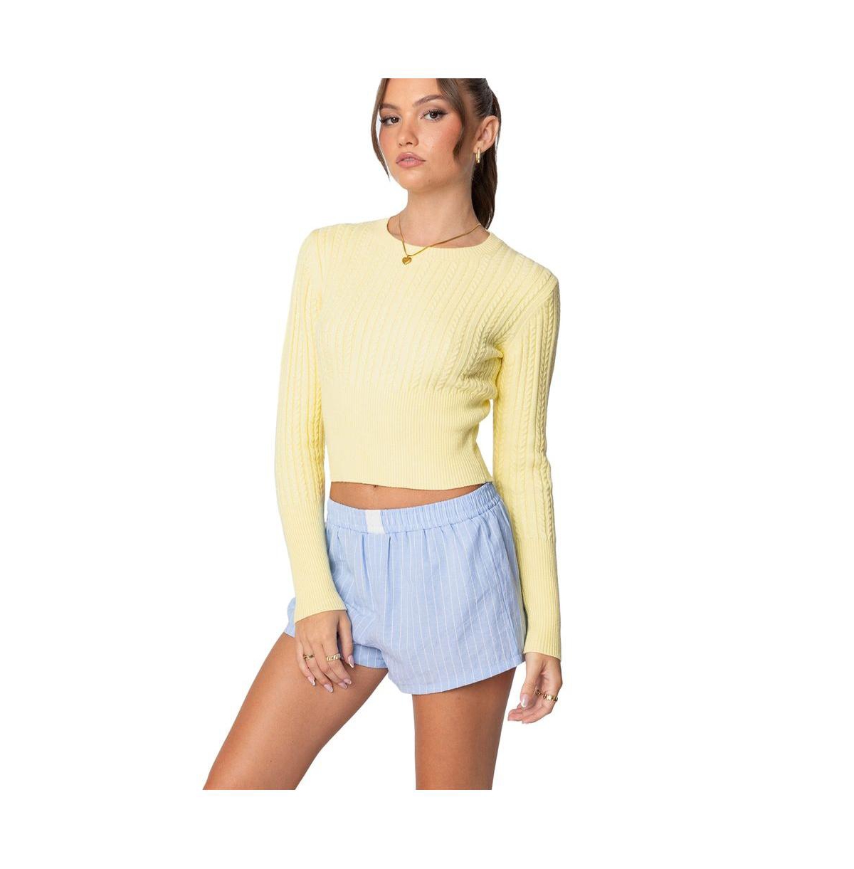 Edikted Women's Mallory Cable Knit Sweater