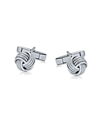 Twist Love Knot Woven Braided Cable Ball Shirt Cufflinks Executive Groom Gift .925 Sterling Silver Hinge Bullet Back