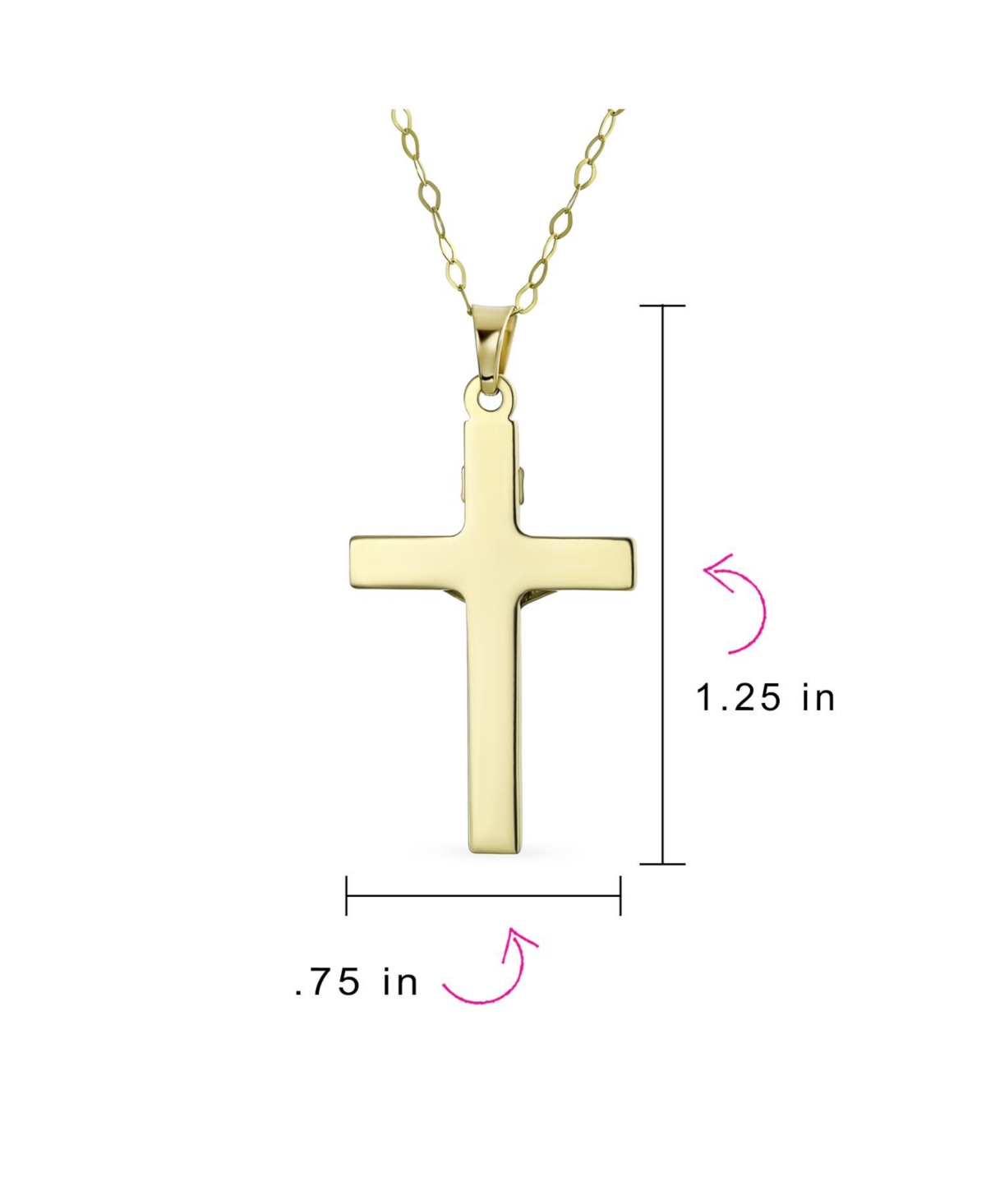 Bling Jewelry Delicate Two Tone Christian Religious Jesus Inri Crucifix Cross Necklace Pendant for Women White & 14K YellowCross No Chain - Gold