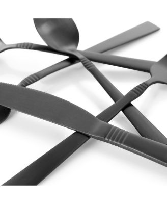 Cravat 20 Piece Flatware Utensil Set, Stainless Steel Silverware Metal Service for 4 in Matte Black