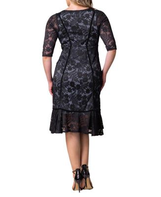 Plus Size Hampton Lace Cocktail Dress with Velvet Trim