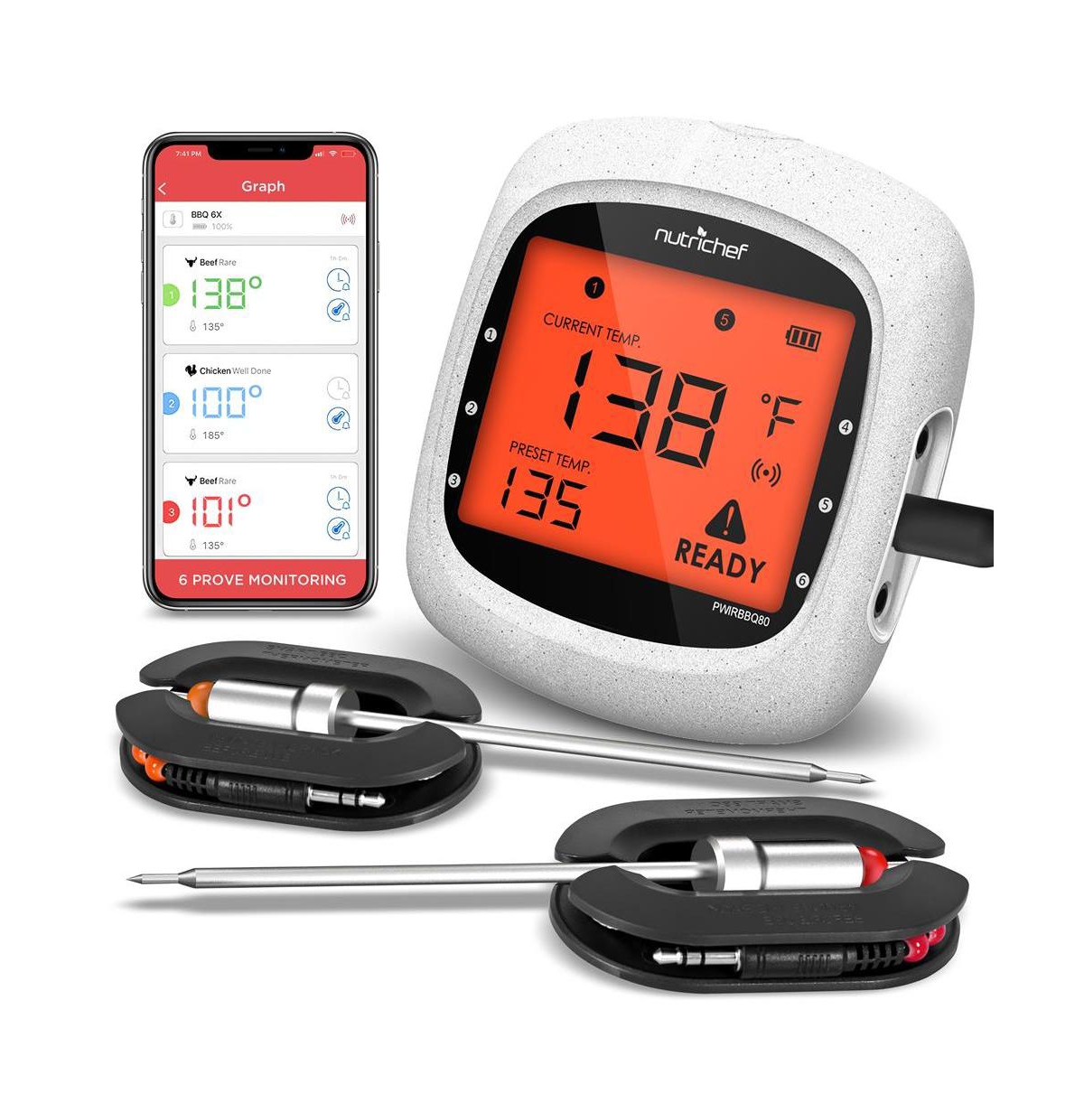 Bluetooth Wireless Bbq Digital Thermometer - White