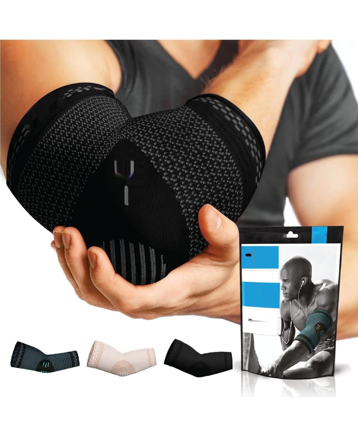 Elbow Brace (Pair) for Tennis Elbow & Arthritis Relief - Black