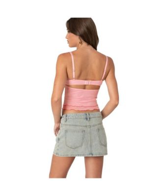 Womens Embroidered Mesh Bra Top