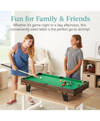 40in Tabletop Billiard Table, Pool Arcade Game Table w/ 2 Cue Sticks, Ball Set, Storage Bag