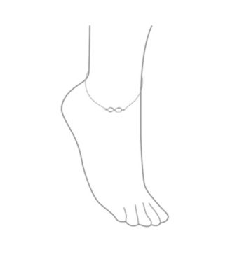 Infinity Figure Eight Love Knot Charm Anklet Link Ankle Bracelet .925 Sterling Silver Adjustable 9 To 10 Inch With Extender