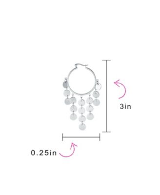 Fashion Boho Sequin Coin Dangle Hoop Huggie Earrings Silver Tone Rose Gold Plated