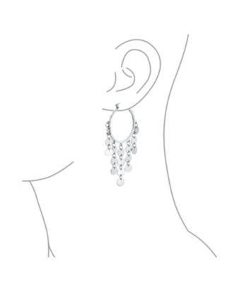 Fashion Boho Sequin Coin Dangle Hoop Huggie Earrings Silver Tone Rose Gold Plated