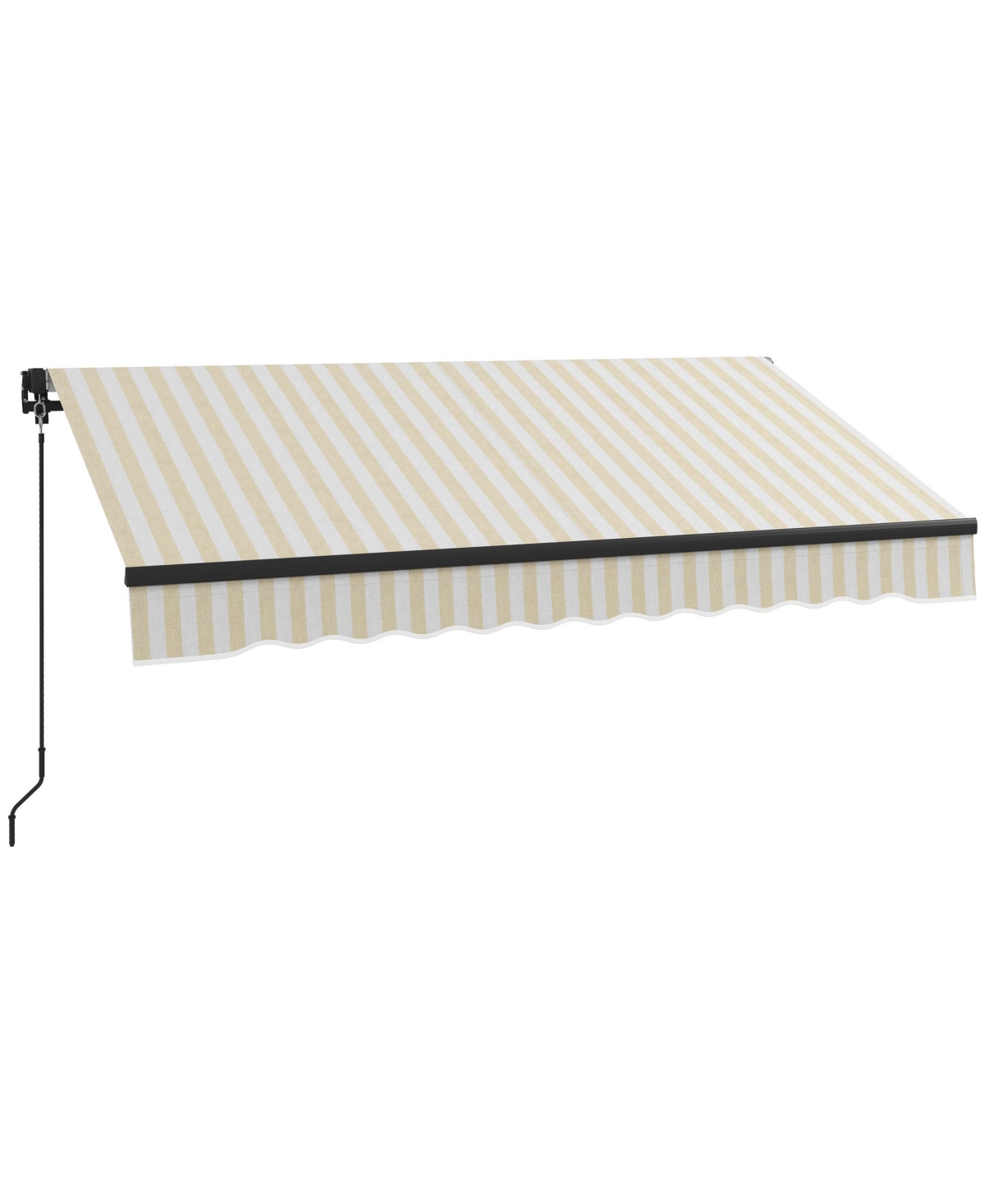 Outsunny Outsunny 8' x 6.5' Patio Retractable Awning Sunshade Shelter, Beige - Beige and White Stripes