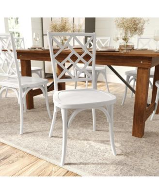 Mara Set Of 2 Solid Wood Dining Chairs With Stackable Design, Ornate Seat Back Accenting, And Elegant Finish