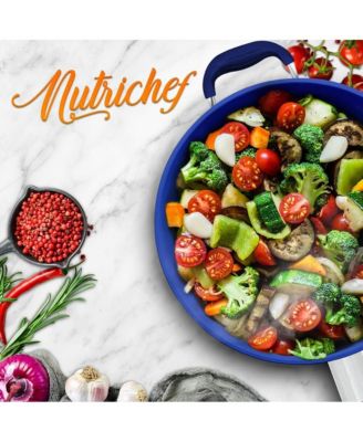 14'' Non-Stick Fry Pan with Lid - Durable Pan with Silicone Handle, Ceramic Coating Inside and Heat-Resistant Outside