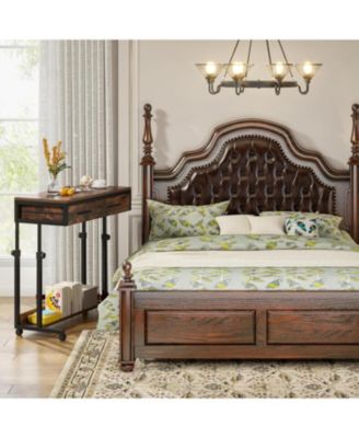 Portable Desk with Drawers, Mobile Laptop Desk with Wheels, Couch Desk Sofa Side Table Bed Desk, Small Standing Desk for Home Office