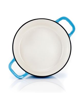 5 Quarts Round Enameled Cast Iron Casserole with Lid in Blue