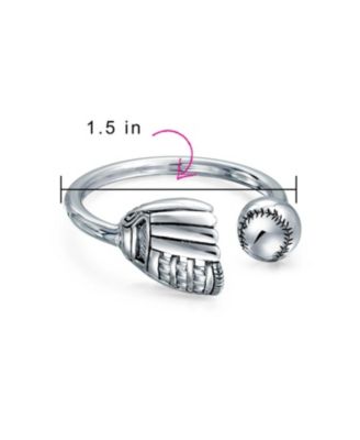 Sports Fan Baseball Catchers Mitt Keychain Horseshoe Type Key Ring Holder For Men Women .925 Sterling Silver Twist Ball Closure