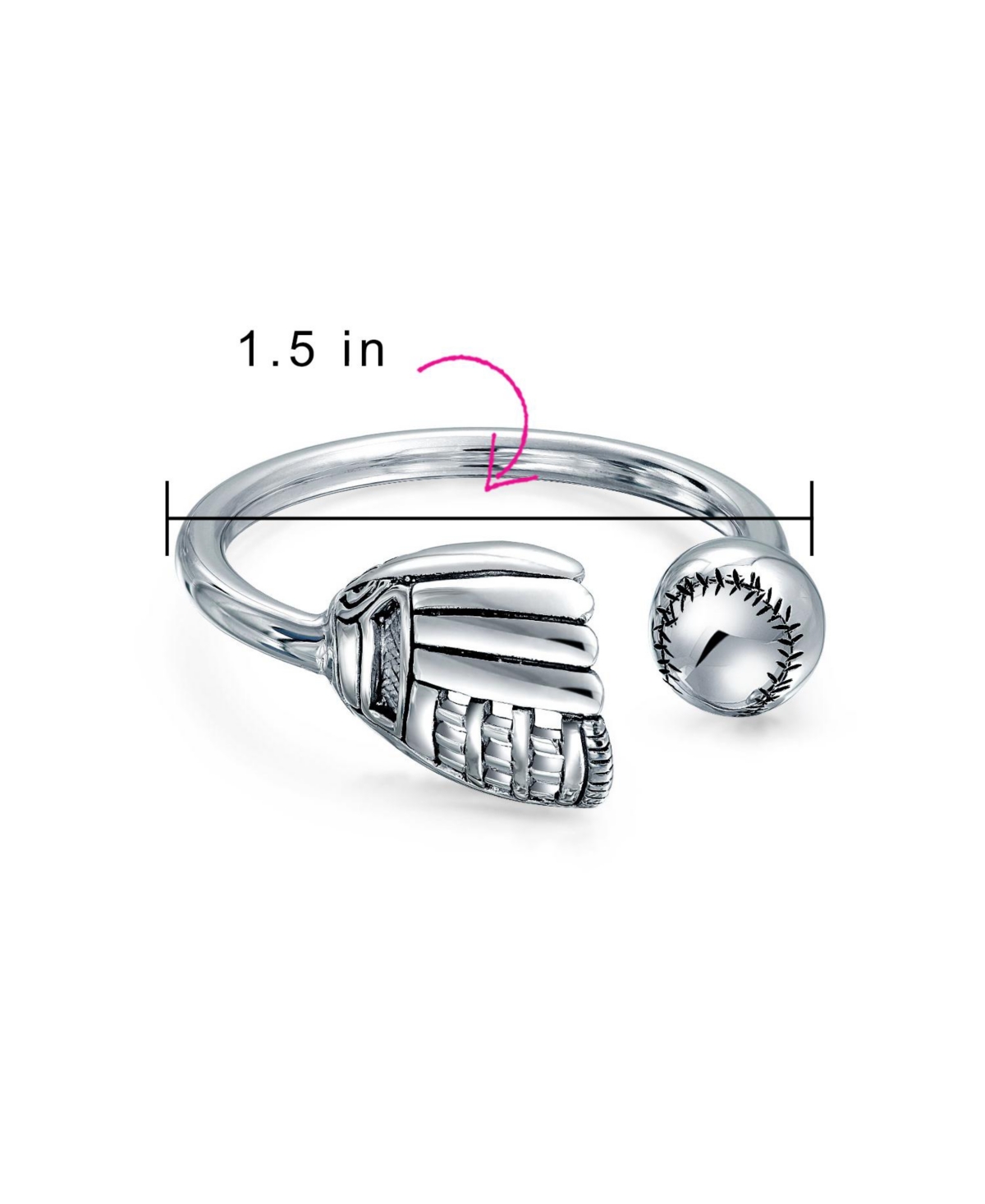 Bling Jewelry Sports Fan Baseball Catchers Mitt Keychain Horseshoe Type Key Ring Holder For Men Women .925 SterlingTwist Ball Closure - Silver