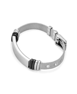 Identification Name Tag Bracelet Wrist Band Belt Buckle Mesh Bracelet Stainless Steel Adjustable