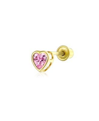 Tiny Cubic Zirconia Cartilage Ear Lobe Piercing CZ Halo Heart Stud Earring 1 Piece Helix Daith Screw Back