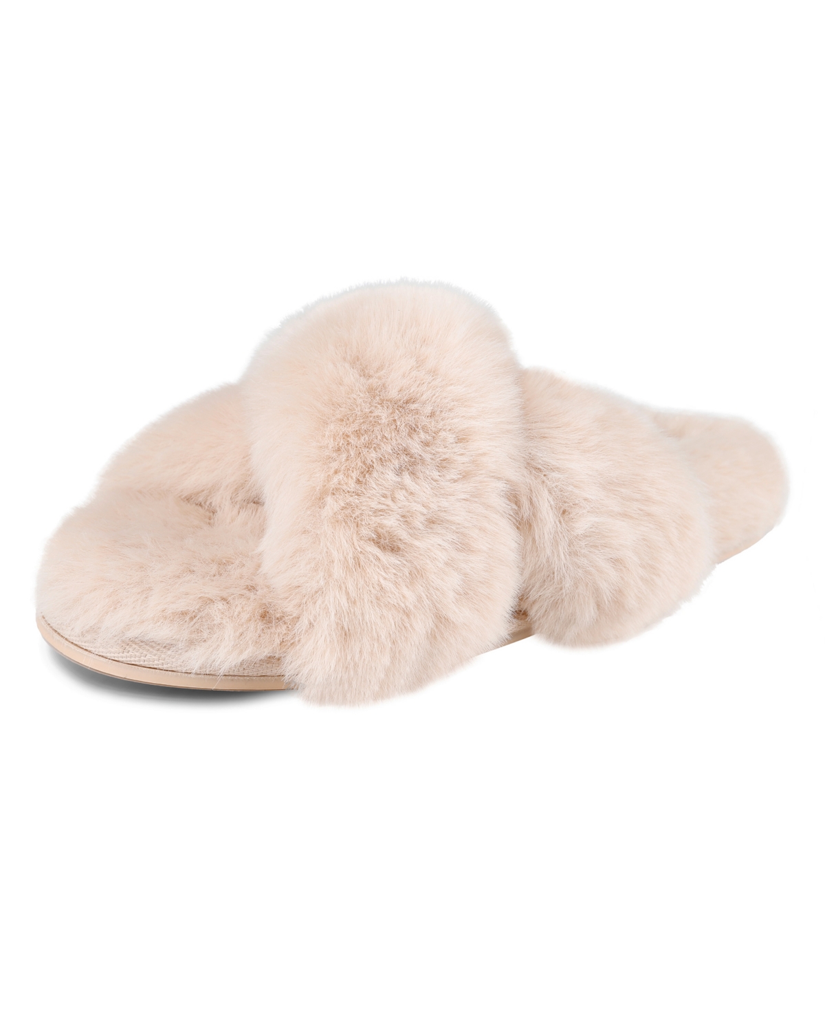 JESSICA SIMPSON WOMEN'S EXTRA SOFT HIGH PLUSH CROSS BAND SLIDE SLIPPERS 