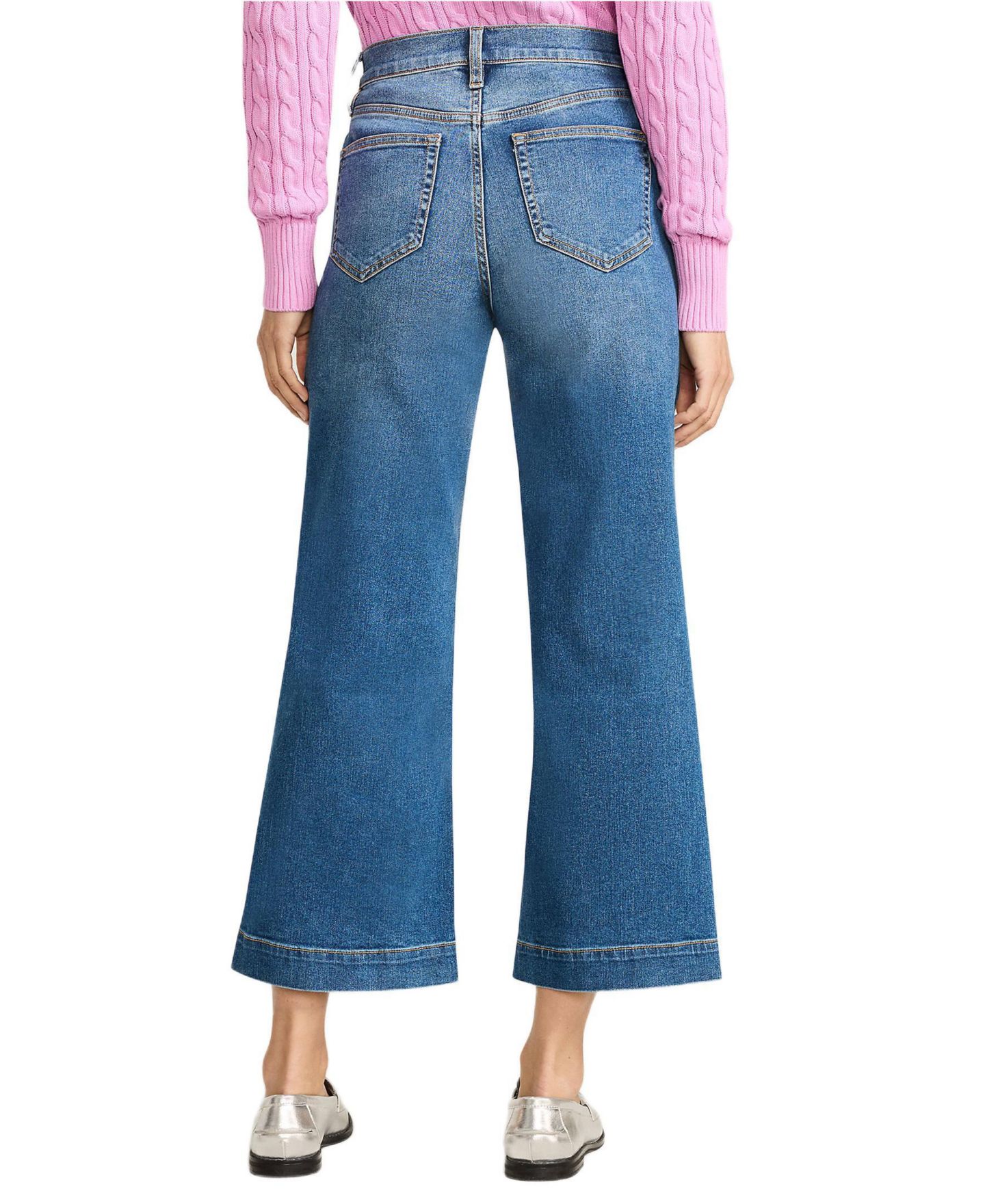 Женские джинсы Lands' End Recover Denim High Rise Wide Leg Crop Jeans, цвет: Индиго синий — фото 2