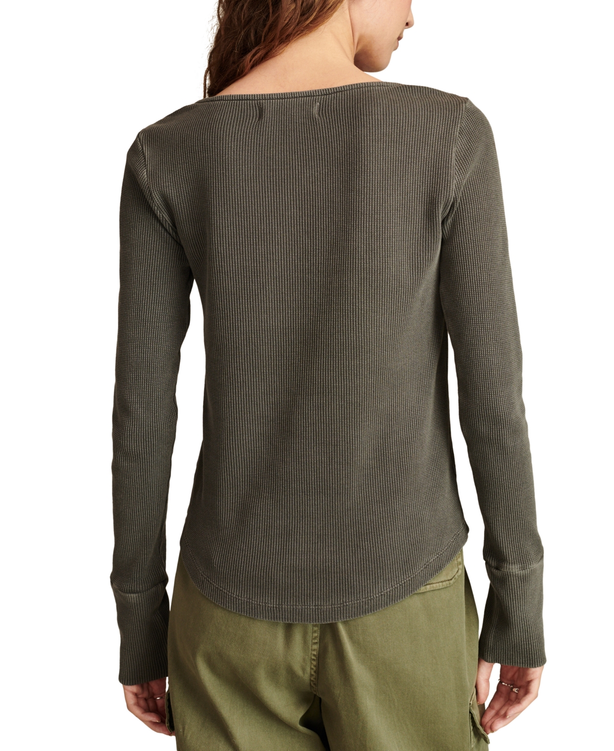 Shop Lucky Brand Women's Embroidered Mesh Henley Top In Meteorite