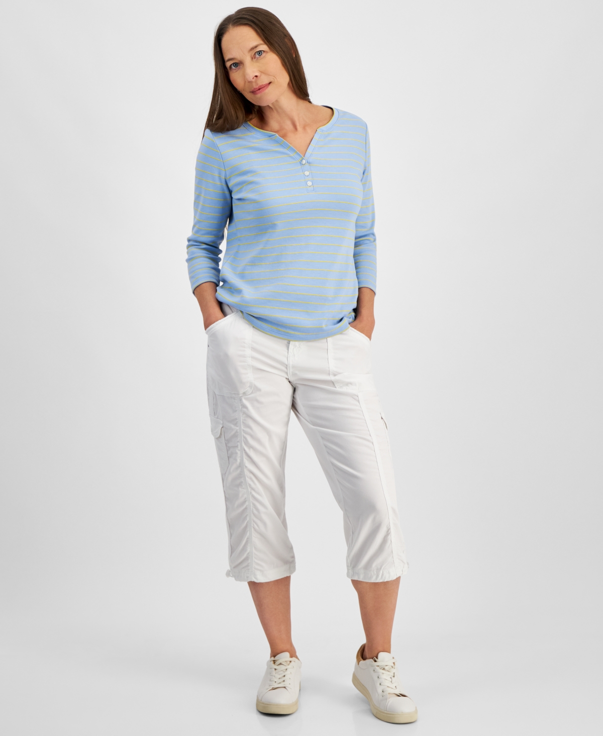 Style & Co Petite Mid Rise Bungee-Hem Capri Pants, Created for Macy's