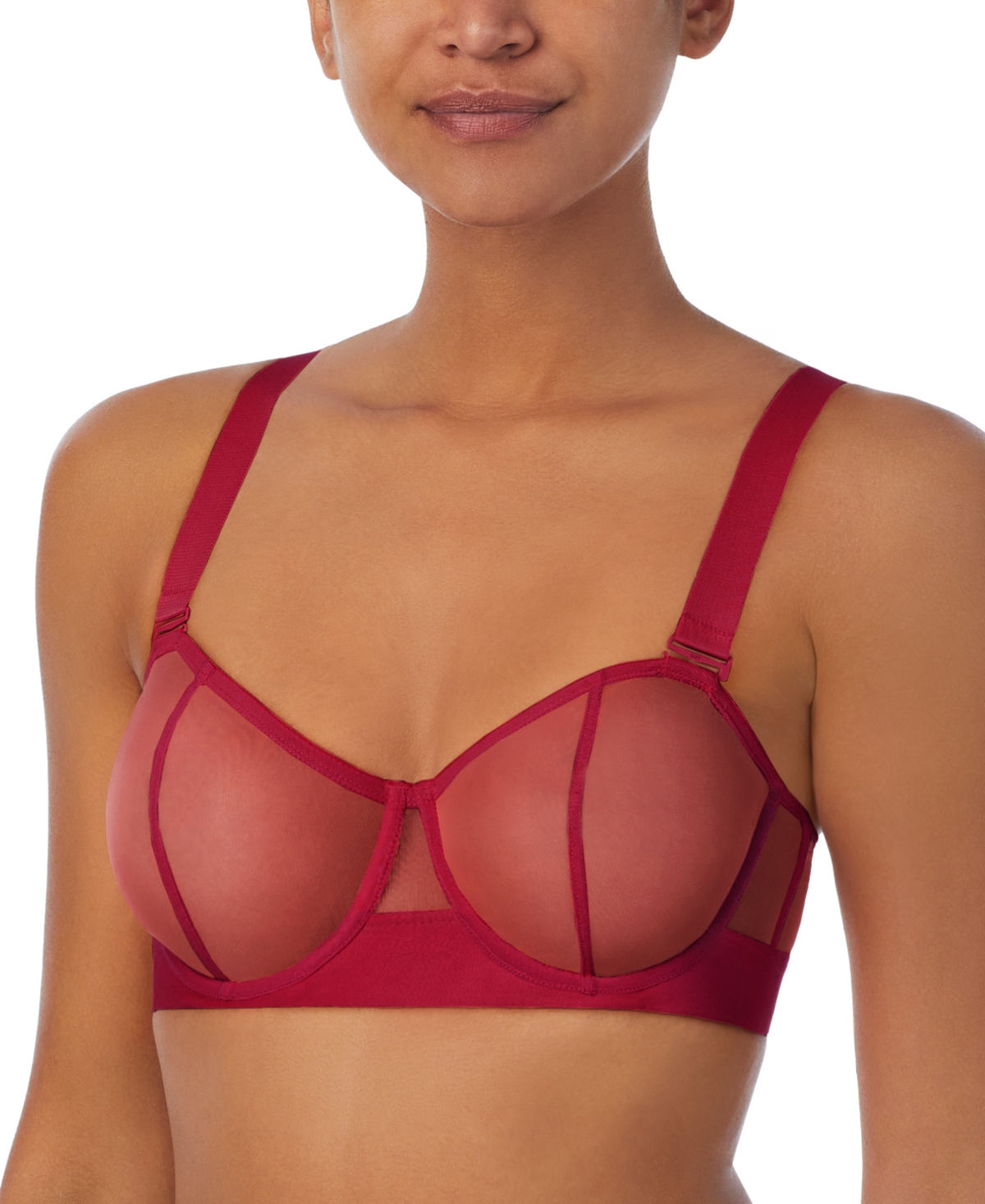 Shop Dkny Sheers Strapless Mesh Bra Dk4939 In Persian Red
