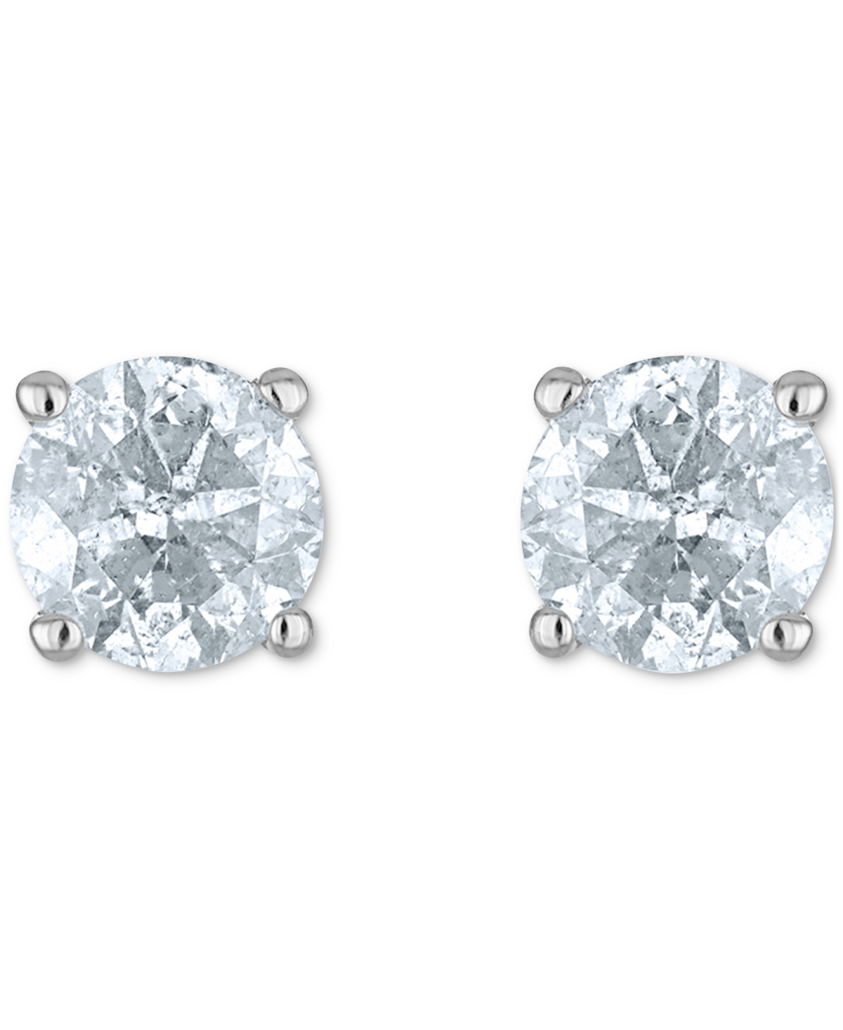 Macy's Diamond Four Prong Stud Earrings (3/8 Ct. Tw) In 14k White Gold Or 14k Gold In White Gold