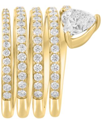 EFFY&reg; Lab Grown Diamond Heart & Round Coil Wrap Ring (1-7/8 ct. t.w.) in 14k Gold
