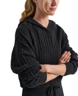 Women's Cable-Knit Pullover Hooded Sweater