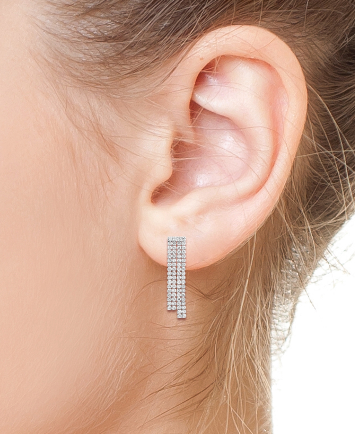 Effy Collection Effy Lab Grown Diamond Chain Drop Earrings (2-3/4 Ct. T.w.) In 14k White Gold In White Gold