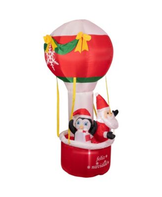 Lighted Inflatable Feliz Navidad Hot Air Balloon Outdoor Christmas Decoration 8'