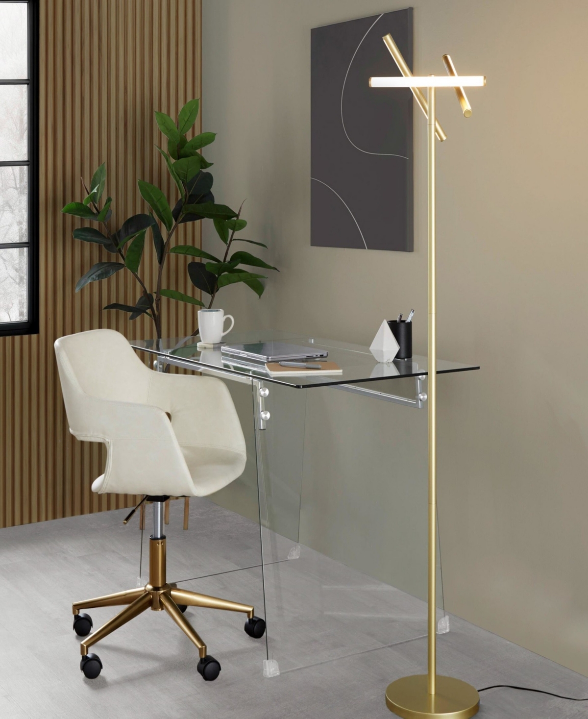 Lumisource 65" Metal Icicle Swivel Floor Lamp In Gold