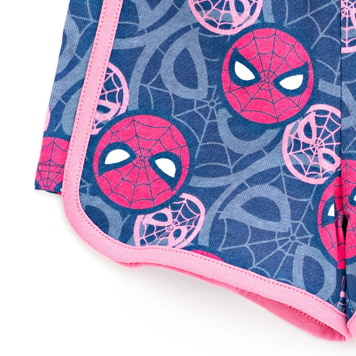 Marvel Girls Spider-Man Spider-Gwen Ghost Spider Cosplay Hooded Tank Top & French Terry Shorts Outfit Set to - Spider-man