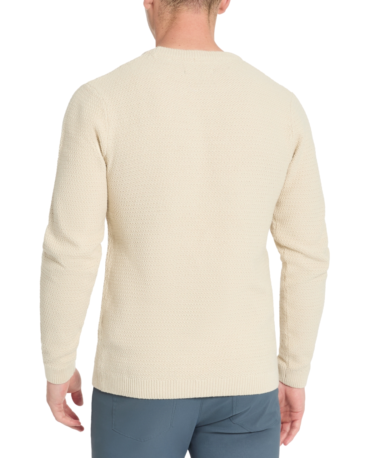 Kenneth Cole Men's Slim Fit Popcorn Crewneck Sweater In Off White